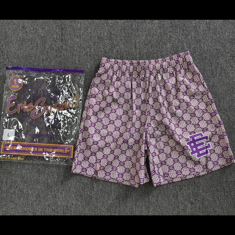 Eric Emanuel Lavender Logo-Print Athletic Shorts